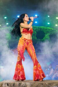 "Becky G Dazzles at Coachella in Eye-Catching Sheer Pants and Playful Fringe Top" 2