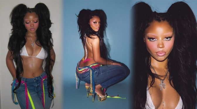 "Chloe Bailey Shines in Sparkling Outfit and Neon Jeans: A Stunning Fashion Moment"