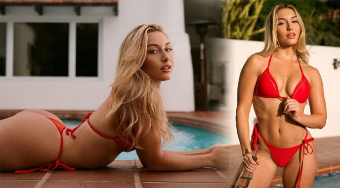 "Heloise Huthart Stuns in Eye-Catching Red Micro Bikini, Flaunting Every Curve in Herenow LA Photoshoot"