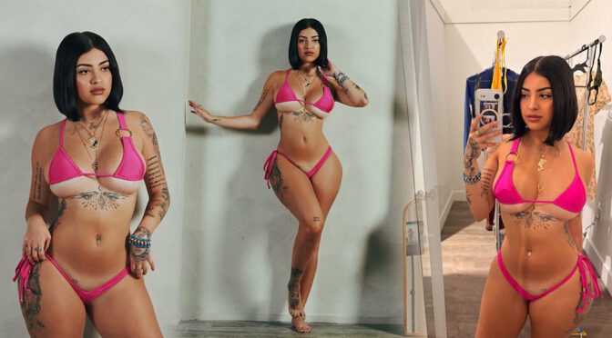 "Malu Trevejo Shows Off Her Curvaceous Figure and Bold Cleavage in a Daring Pink Bikini"