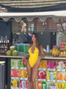 "Tatiana Panakal Sizzles in Daring Yellow Swimsuit During Fiery Tango Swim Photoshoot" 5
