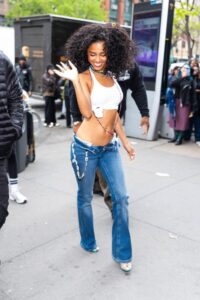 "Tyla Shows Off Her Sleek Figure in Boldly Unbuttoned Jeans" 16