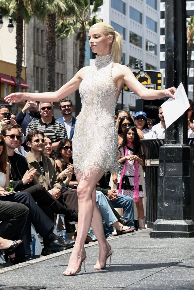 Anya Taylor-Joy Dazzles in Vintage Dress, Flaunting Legs at Walk of Fame Ceremony