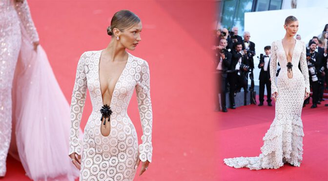 Bella Hadid Dazzles in Striking Plunging Cutout Dress at Cannes Film Festival