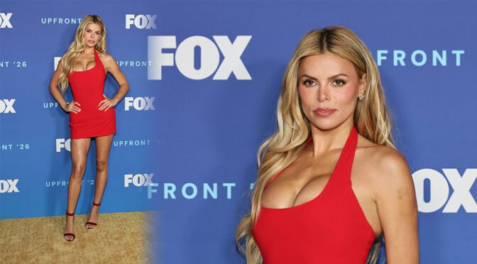"Brooks Nader Dazzles in Revealing Red Dress at Fox Upfront 2026 Event"