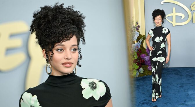 "Chase Infiniti Dazzles in Elegant Floral Alaia Dress at Disney Upfront Event"