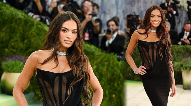 "Grace Ann Nader Stuns on Met Gala Red Carpet in Revealing Sheer Black Dress Showcasing Her Gorgeous Curves"