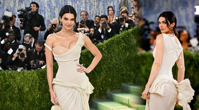 "Kendall Jenner Stuns in Daring Ensemble at Costume Art Met Gala, Embracing a Goddess Vibe"
