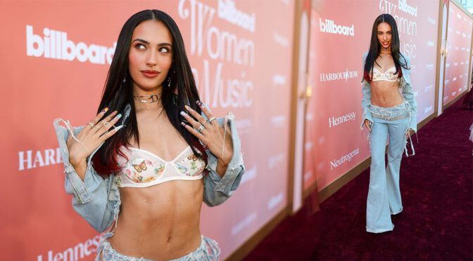 "Kylie Cantrall Turns Heads in Figure-Hugging Denim and Lace at Billboard Event"