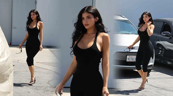 Kylie Jenner Showcases Stunning Curves and Cleavage in Form-Fitting Black Jumpsuit Near Hulu Studios