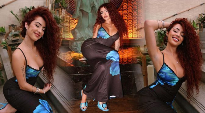 Malu Trevejo Showcases Stunning Curves and Bold Cleavage in Form-Fitting Lace Dress