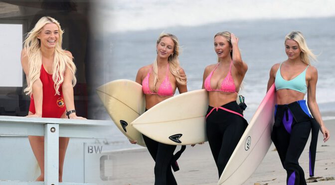 Olivia Dunne Stuns in High-Cut Baywatch Swimsuit, Showcasing Her Fit Gymnast Figure on Set