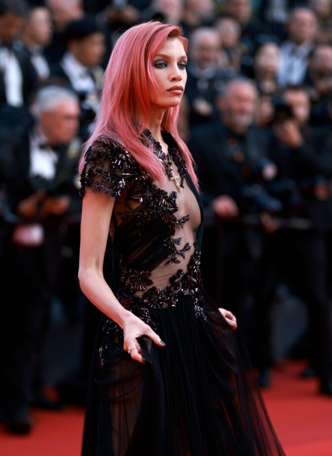 Stella Maxwell Captivates in Stunning Sheer Gothic Gucci Dress at Cannes Closing Ceremony