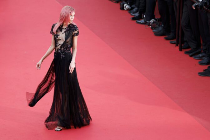 Stella Maxwell Captivates in Stunning Sheer Gothic Gucci Dress at Cannes Closing Ceremony