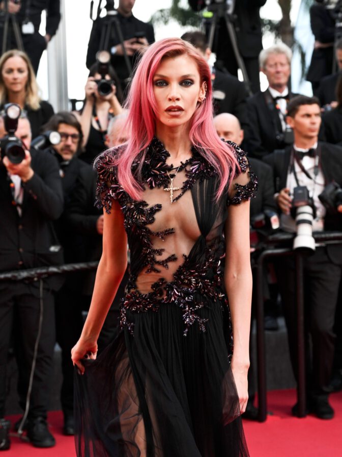 Stella Maxwell Captivates in Stunning Sheer Gothic Gucci Dress at Cannes Closing Ceremony