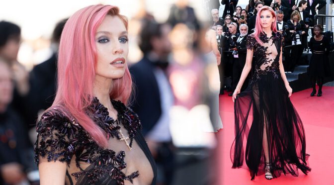 Stella Maxwell Captivates in Stunning Sheer Gothic Gucci Dress at Cannes Closing Ceremony