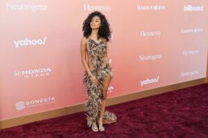 "Tyla Stuns in Daring Feather Ensemble, Showcasing Her Flawless Figure at Billboard Women in Music Event" 33
