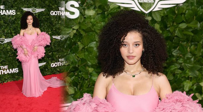 Chase Infiniti Turns Heads in Daring Pink Slip Dress, Showcasing Stunning Cleavage