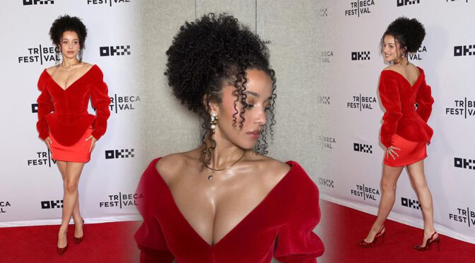 Chase Infiniti's Red Carpet Scandal: Massive Boobs Bursting from Skintight Velvet Mini.