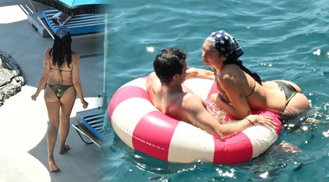 Dua Lipa's Juicy Ass Cheeks Overflow Tiny Gold Bikini During Steamy Taormina Floatie Romp