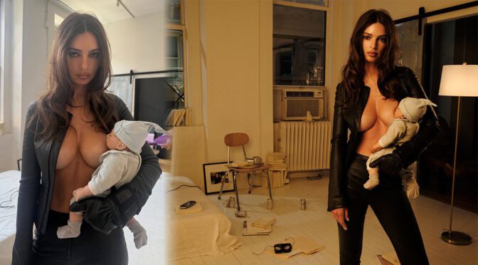 Emily Ratajkowski's Massive Boobs Go Wild in Jaw-Dropping Topless Leather Photos for The Cut.