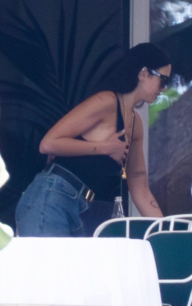 Flashing Major Sideboob! Dua Lipa Holds Her Chest To Avoid Wild Slip At Breakfast