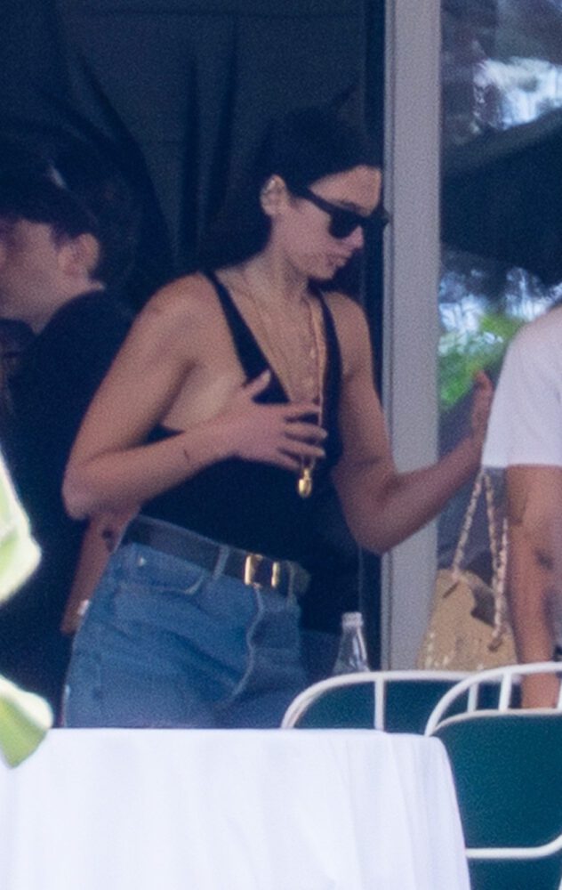 Flashing Major Sideboob! Dua Lipa Holds Her Chest To Avoid Wild Slip At Breakfast