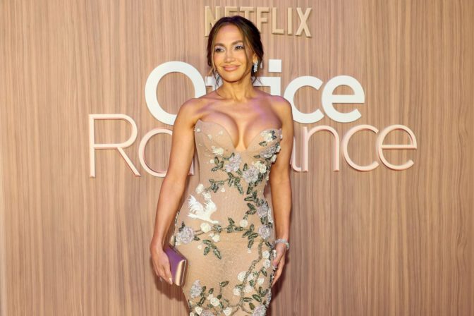 Jennifer Lopez Stuns in Form-Fitting Corset Gown with Daring Cleavage at Netflix Premiere Event