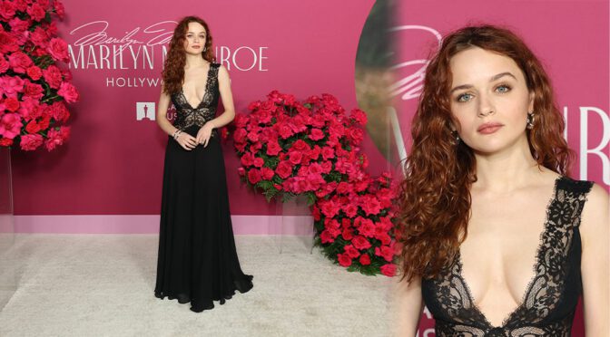 Joey King Dazzles in Sheer Black Lace Dress, Showcasing Bold Cleavage at LA Event