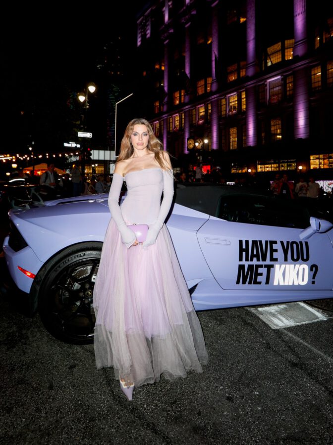 Julia Fox Bares Her Shoulders and Flaunts Her Curves in a Sheer Lavender Tulle Skirt at NYC Event