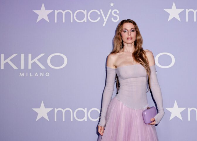 Julia Fox Bares Her Shoulders and Flaunts Her Curves in a Sheer Lavender Tulle Skirt at NYC Event