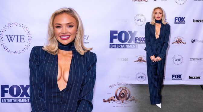 Natalie Alyn Lind's Sexy Business Attire Can't Contain Her Epic Boobs & Curves
