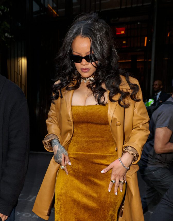 Rihanna Boobs Bursting Out of Ultra-Tight Dress on the Streets of Manhattan