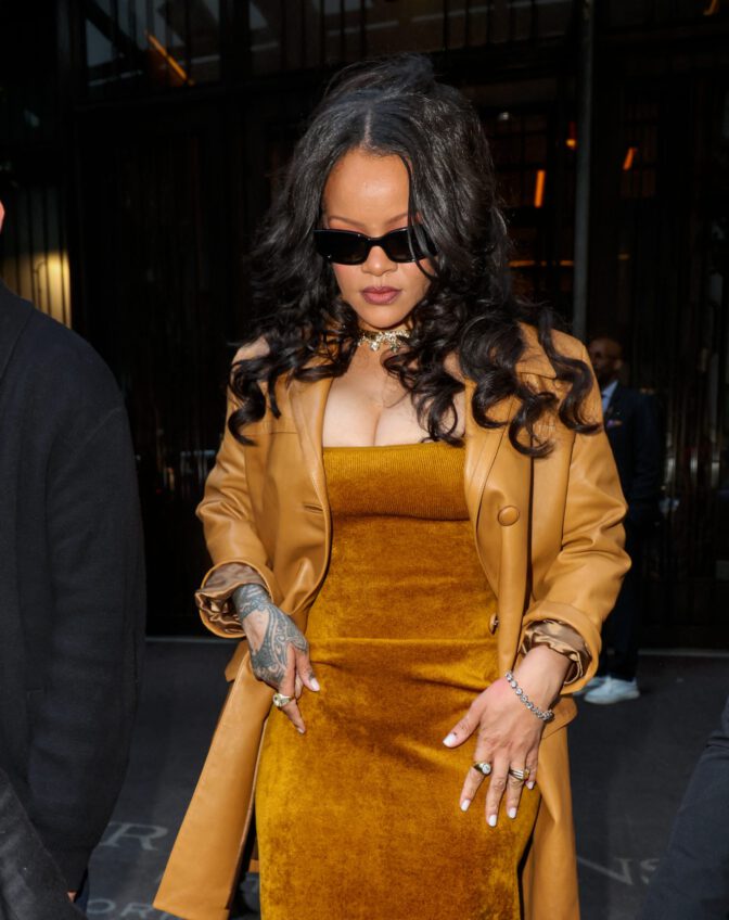 Rihanna Boobs Bursting Out of Ultra-Tight Dress on the Streets of Manhattan