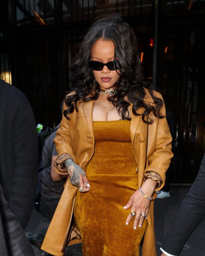 Rihanna Boobs Bursting Out of Ultra-Tight Dress on the Streets of Manhattan