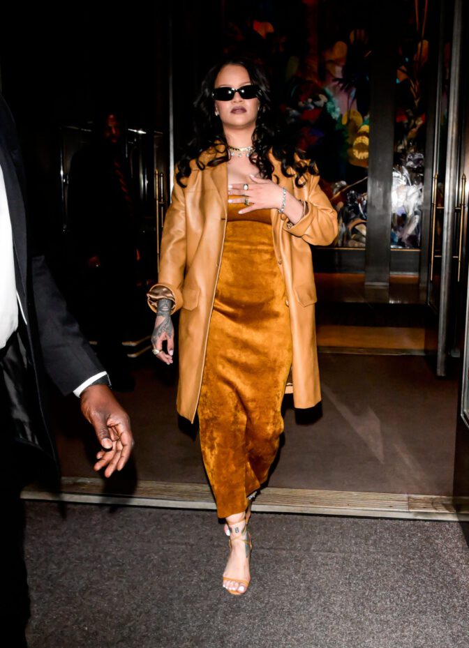 Rihanna Boobs Bursting Out of Ultra-Tight Dress on the Streets of Manhattan