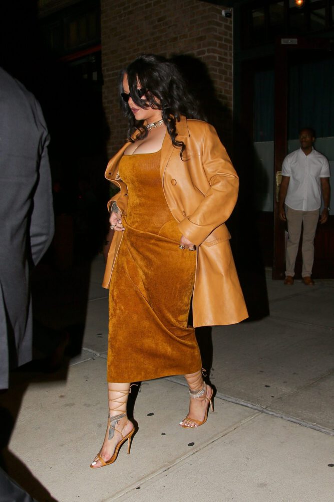 Rihanna Boobs Bursting Out of Ultra-Tight Dress on the Streets of Manhattan