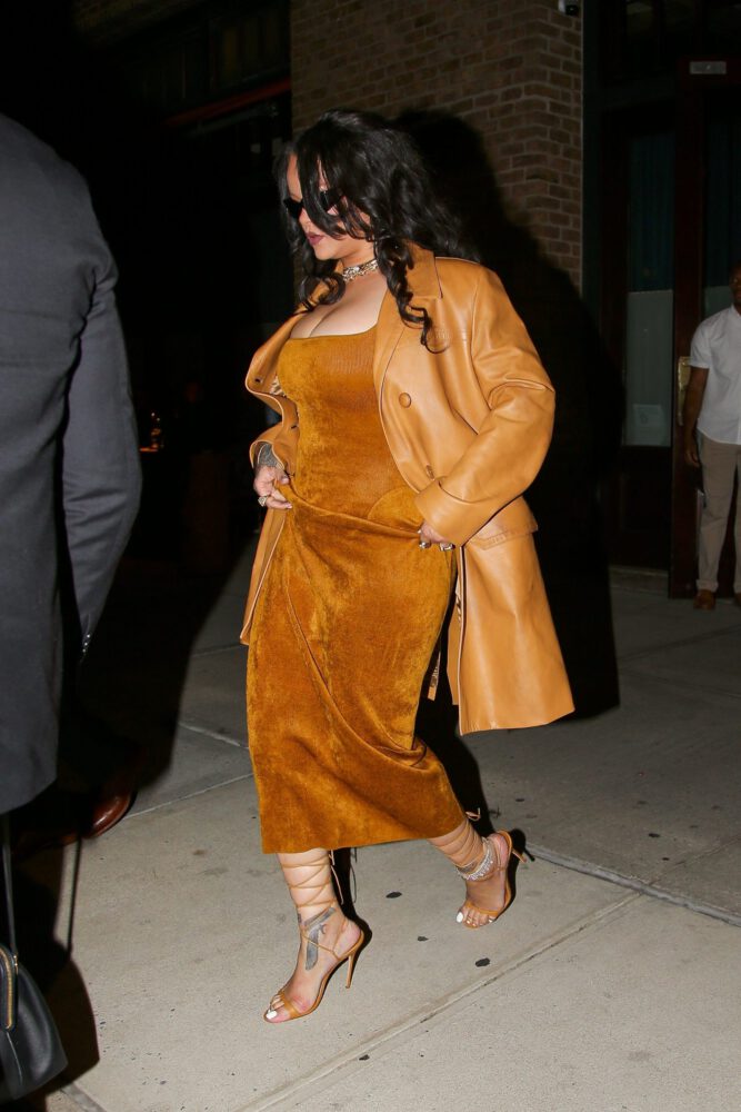 Rihanna Boobs Bursting Out of Ultra-Tight Dress on the Streets of Manhattan