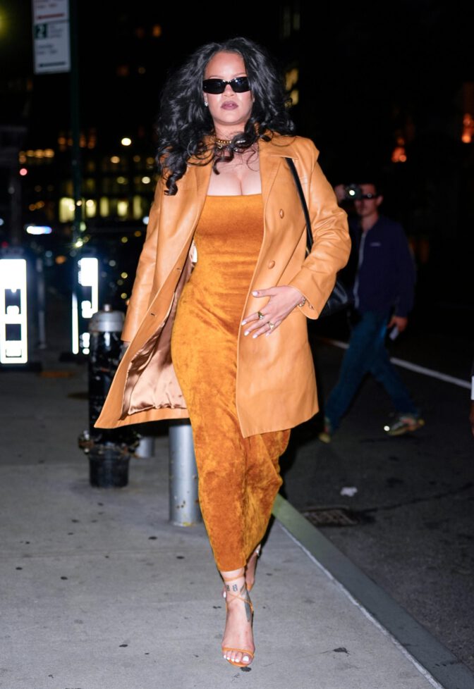 Rihanna Boobs Bursting Out of Ultra-Tight Dress on the Streets of Manhattan