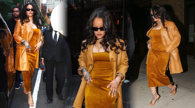 Rihanna Boobs Bursting Out of Ultra-Tight Dress on the Streets of Manhattan