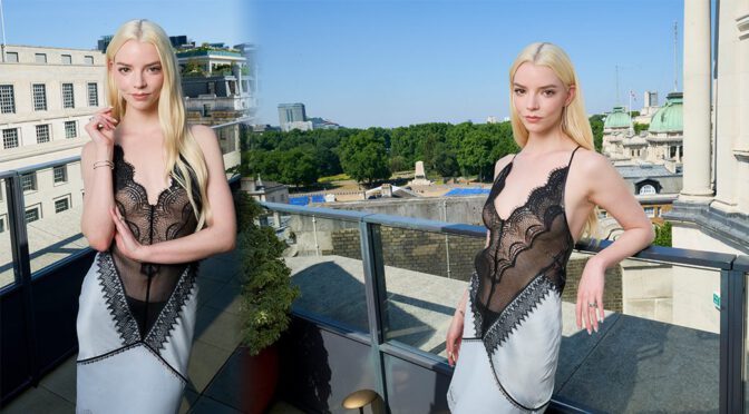 Anya Taylor-Joy Sizzles in Sultry Lace Dress, Exposing Major Cleavage at Lucky Photocall Event