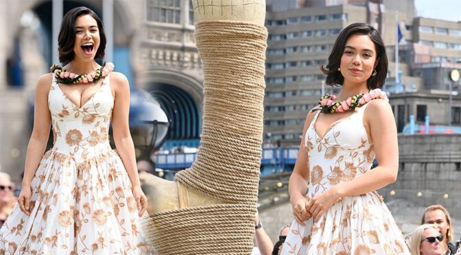 Auli'i Cravalho Sizzles In Jaw-Dropping Low-Cut Floral Gown At Moana London Premiere Exposing Serious Cleavage