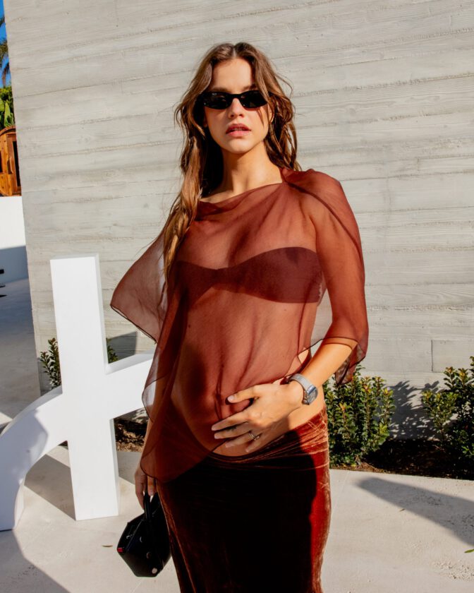 Barbara Palvin Sizzles in See-Through Outfit Exposing Her Sexy Baby Bump and Cleavage in Daring Pregnancy Fashion Statement