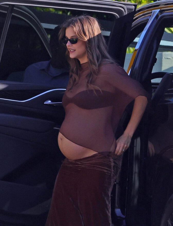 Barbara Palvin Sizzles in See-Through Outfit Exposing Her Sexy Baby Bump and Cleavage in Daring Pregnancy Fashion Statement