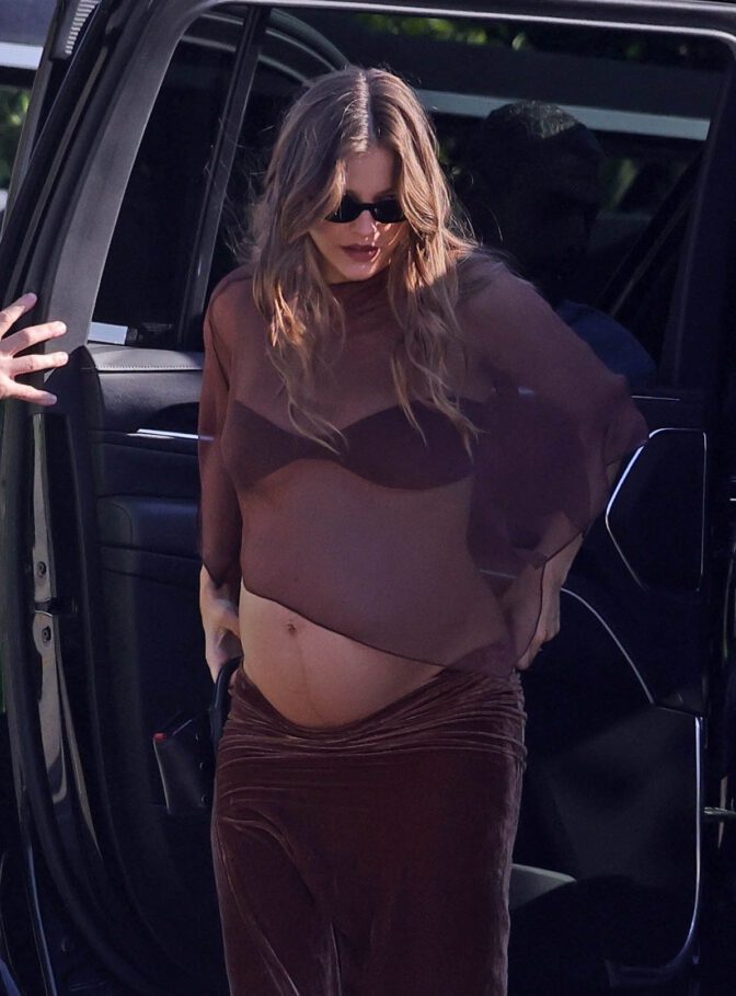 Barbara Palvin Sizzles in See-Through Outfit Exposing Her Sexy Baby Bump and Cleavage in Daring Pregnancy Fashion Statement