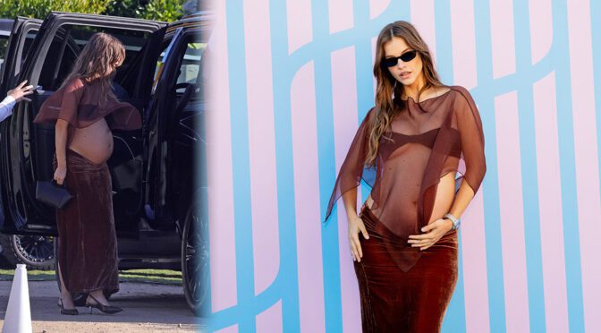 Barbara Palvin Sizzles in See-Through Outfit Exposing Her Sexy Baby Bump and Cleavage in Daring Pregnancy Fashion Statement