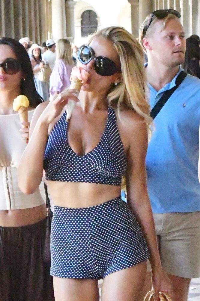 Brooks Nader Sizzles in Sultry Polka Dot Bikini, Putting Her Voluptuous Boobs and Curvy Ass on Full Display in Venice