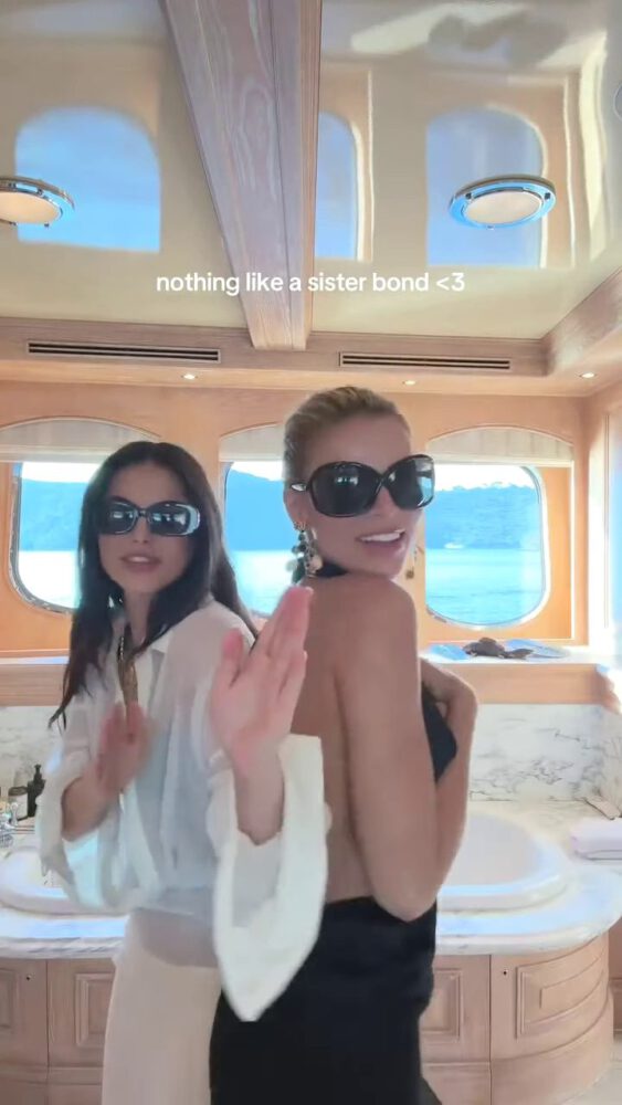Brooks Nader Suffers Epic Boob Flash in Jaw-Dropping Black Gown While Dancing on Yacht with Sister Exposing Major Cleavage in Naughty NSFW Moment
