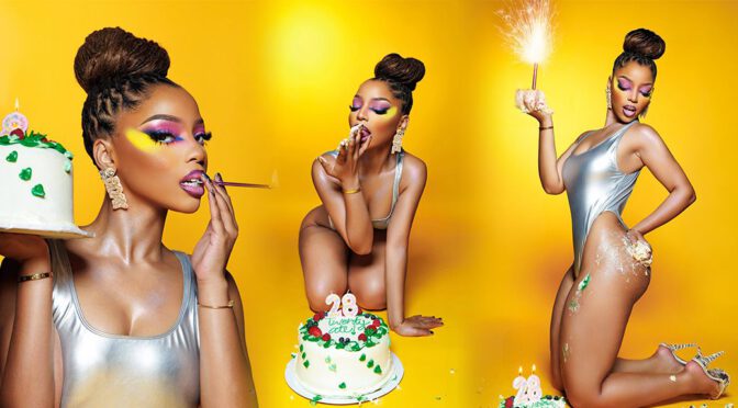 Chloe Bailey Sizzles in Jaw-Dropping Naked Silver Swimsuit Birthday Photoshoot Exposing Serious Cleavage and Booty