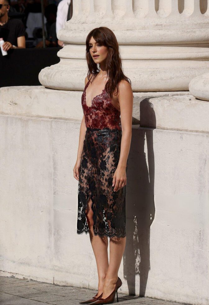 Daisy Edgar-Jones Sizzles in Daring Lace Ensemble at Saint Laurent Paris Fashion Week Exposing Major Cleavage